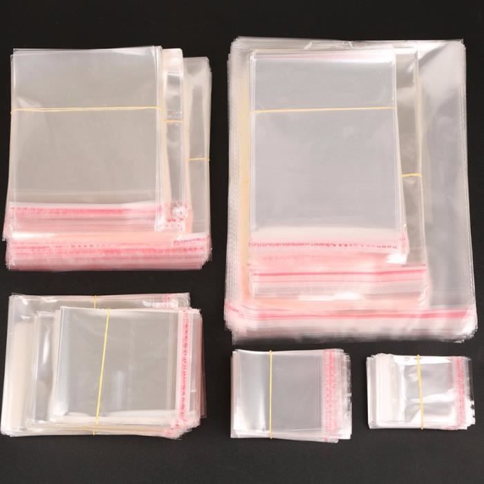8x13cm 100 pièces - Petits sacs en plastique XR OPP auto adhésifs  transparents, sachets en cellophane pour bi - Cdiscount Maison