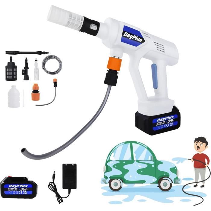 Nettoyeur Haute Pression Sans Fil 80 Bar 1160 PSI - Portable Avec 2 Batteries 3.0Ah, Buse 6 En 1, Portée 10 M, Pour Voiture Et Extérieur