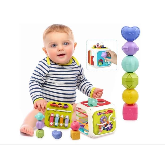 Jouet b?�b?� - Montessori - Cube de motricit?� 7-en-1 - Multicolore - ABS sans BPA - 1 ?� 3 ans 