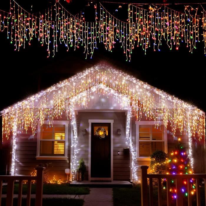Rideau Lumineux Noel Exterieur 10M 400 LED, Guirlande Lumineuse Exterieure  et Interieur pour la Décoration de Jardin de Fête de Noël, Noël, Mariage,  Fête