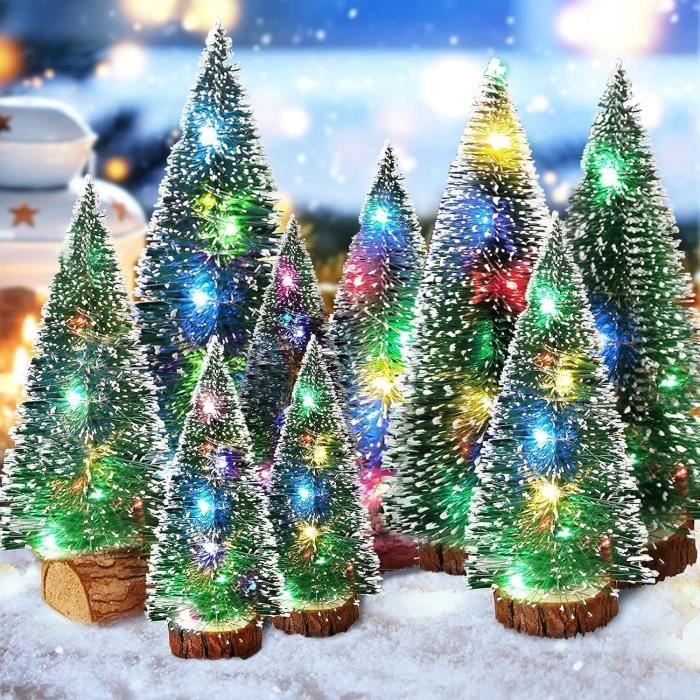 Mini Sapin De Noel, 9Pcs Arbre De Noël Artificiel Mini, Noel Artificiel  Mini Arbre De Noël Et Lumières De Corde De Fil De 2M[u186] - Cdiscount  Maison