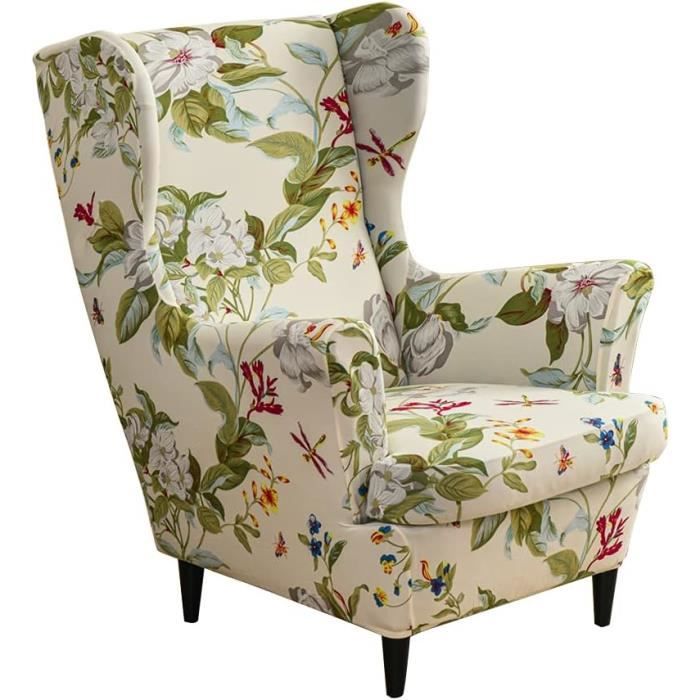 Housse Extensible Pour Fauteuil à Oreilles - Lot De 2 Pièces (dossier + Coussin), Polyester/élasthanne | Protection Anti-taches, Lavable Machine - 5