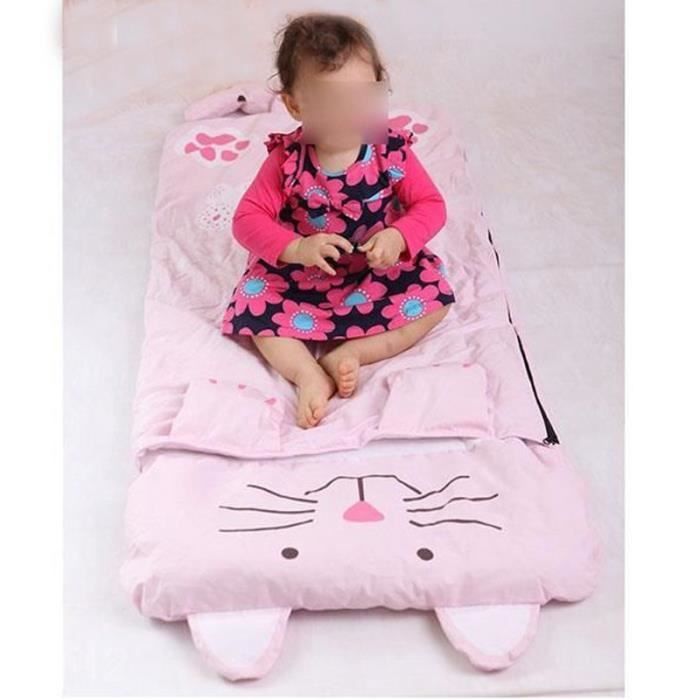 Tianbi Sac de couchage pliable et doux pour enfants avec oreiller et couverture de jeu pour la maison le camping 