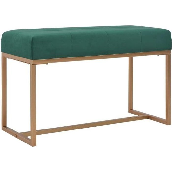 Banquette pouf tabouret meuble banc 80 cm vert velours 3002111