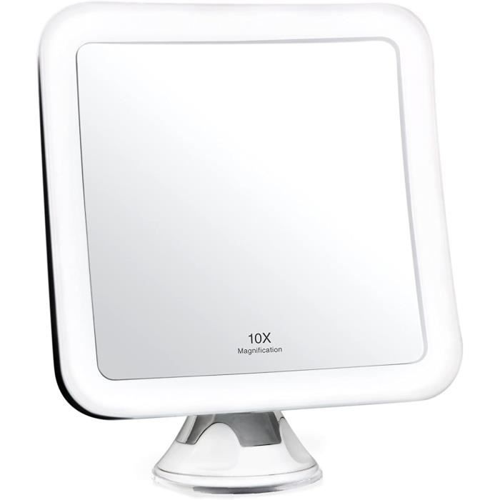 Miroir LED de maquillage, grossissant 10 x , col de cygne 360°, ventouse, miroir pliable flexible argenté | Leroy Merlin