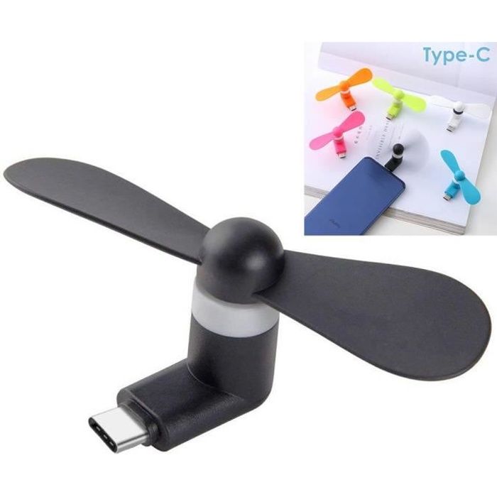 Mini Ventilateur - Universel - Type-C - Portable - 85 cm - Noir - E F Connection