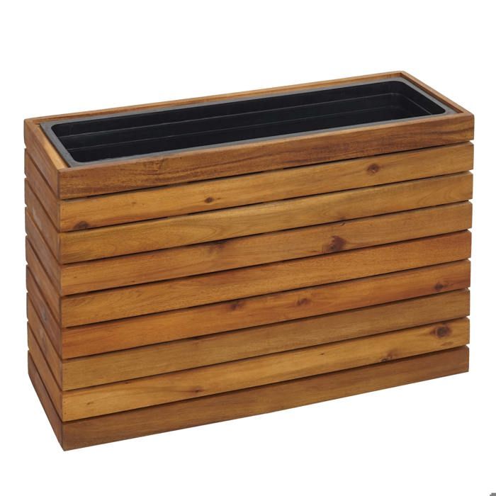 Jardinière HWC-L21 carré 41x63x23cm Outdoor Acacia bois MVG-certifié brun