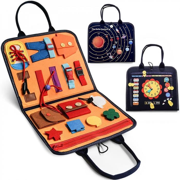 CVARRISE Busy Board Montessori Portable - Jouet Éducatif Motricité Bébé 1-4 Ans Avec Activités Vie Pratique