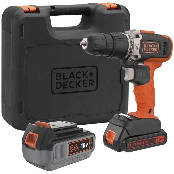 Black Decker Black Decker Perceuse a Percussion sans fil 18V 4 4 1 Batterie 2 Ah Livree en Boite de Rangement BCD003MEM2K QW Cdiscount Bricolage