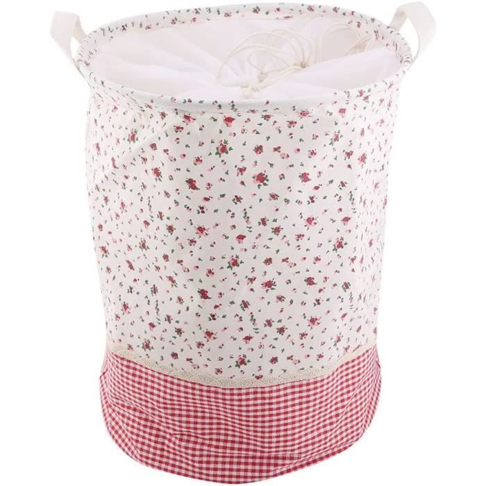 Panier à Linge Enfant Pliable 43L - Toile Lin Avec Poignées Ours Mignon Pour Rangement Jouets