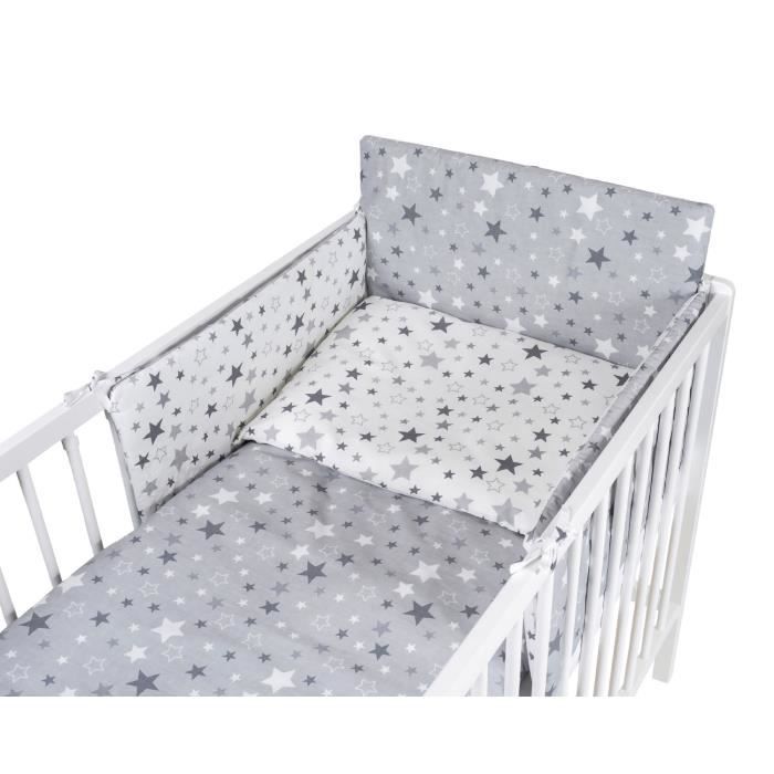 TOMI - Parure pour lit Bébé 60x120 cm Trois oursons + Etoiles Grises -  Housse de couette, taie d'oreiller, tour de lit. - Cdiscount Puériculture &  Eveil bébé