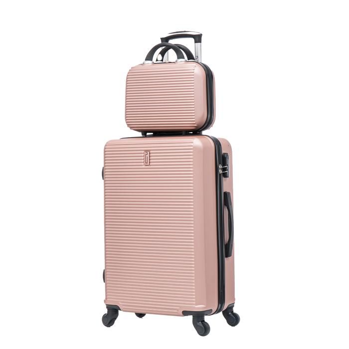 CELIMS - Valise Moyenne Taille avec Vanity - 65cm - Rose Gold - Marque Française