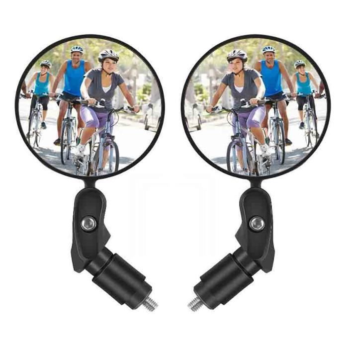 rétroviseur latéral de vélo tout usage 2 pièces miroir convexe de guidon à rotation réglable à 360 degrés Rétroviseur de vélo