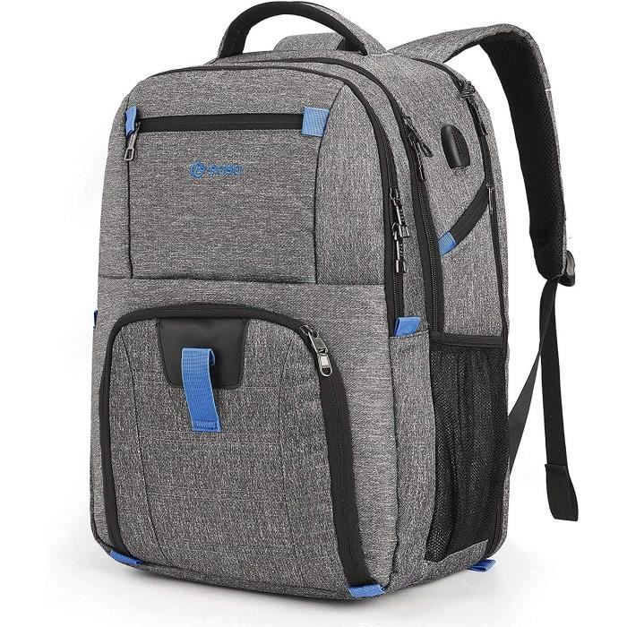 Sac à Dos Ordinateur 17.3 Pouces Imperméable Sacoche PC Portable Sacs a Dos  Grande Capacité Sac à Dos de Voyage avec Chargement USB Gris - Cdiscount  Bagagerie - Maroquinerie