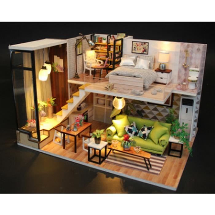Maison De Poupee Miniature Maison De Poupee De Bricolage Avec Des Jouets En Bois De Maison De Meubles Pour Des Vacances D Enfants Achat Vente Maison Poupee Cdiscount