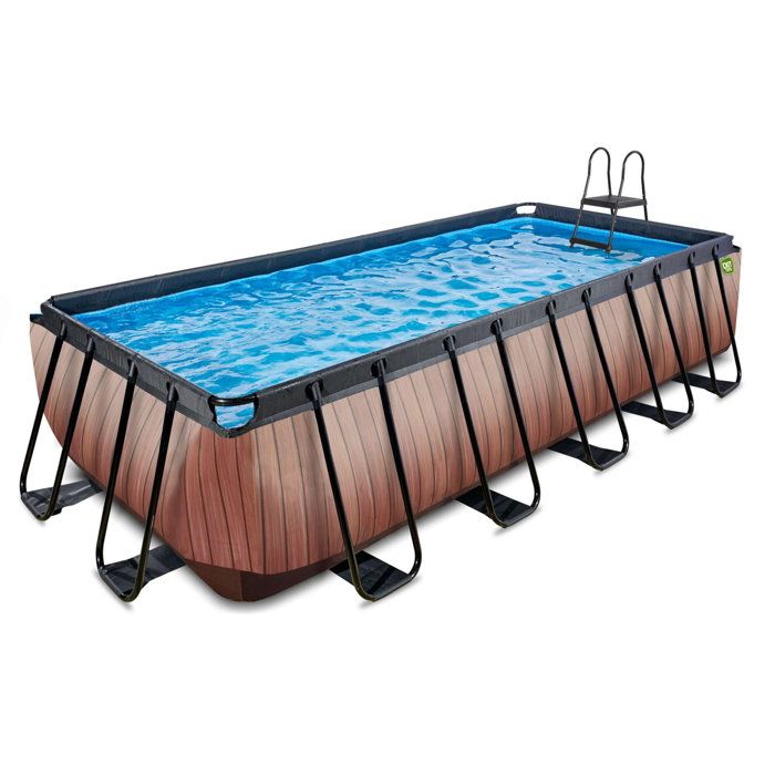 EXIT Wood Piscine Tubulaire 540x250x122cm – Piscine Hors Sol – avec Pompe de Filtration – Marron EXIT Wood Piscine Tubulaire 540x250x122cm – Piscine Hors Sol – avec Pompe de Filtration – Marron