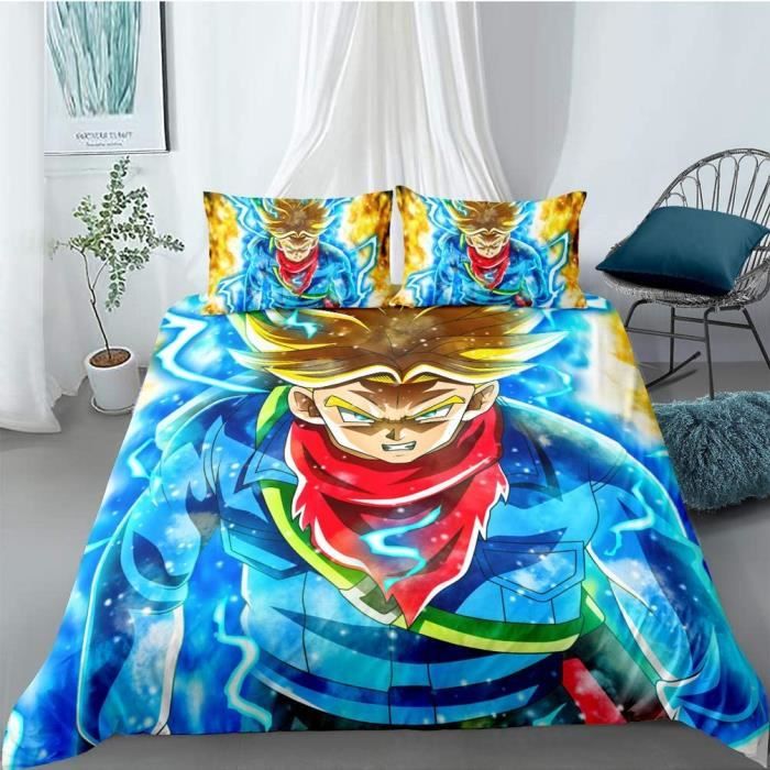 Parure De Lit Dragon Ball Super - Housse 140x200 + Taie 63x63 - Enfant - Microfibre Oeko Tex - Saiyan