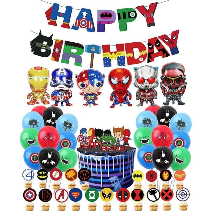 Décorations Fête Thème de Super Héros Ballons Avengers Bannière Joyeux  Anniversaire Superhero Ballons Aluminium pour Annivers 184 - Cdiscount  Maison
