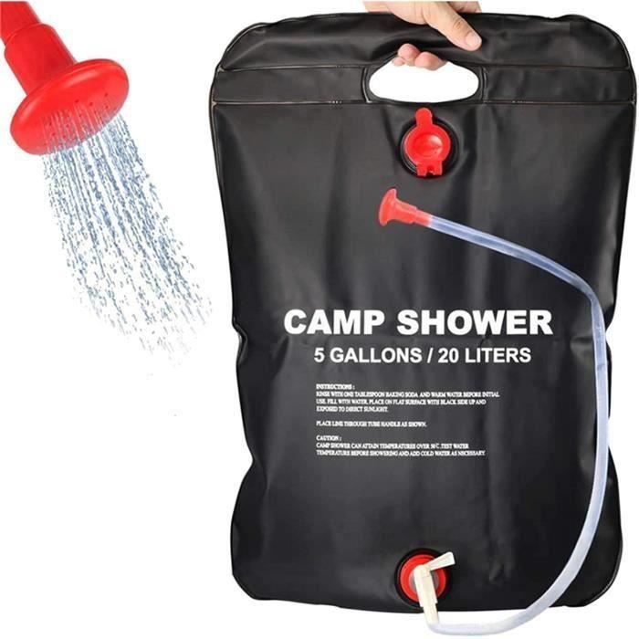Gohytal Sac de Douche Solaire, 20L Solaire Douche Camping Portable Douche de Camping avec Pommeau de Douche pour Camping Plage Jardin Piscine Randonnée Extérieure Escalade