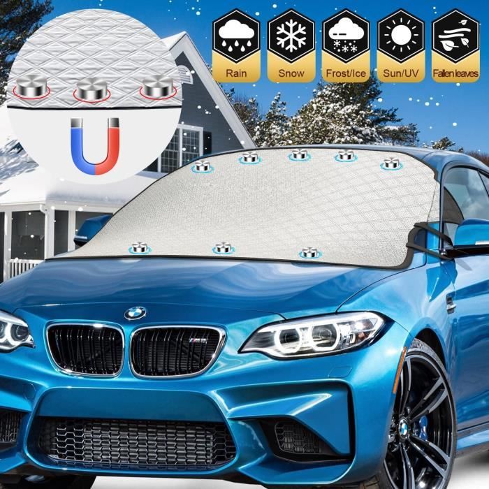 Couverture Pare-brise Voiture 5 Aimants – Protection Hiver Anti-givre, Neige, Glace, UV, Universelle