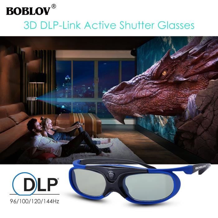 Lunettes 3D Actives Rechargeables Pour Projecteurs DLP-Link (compatibles Optoma, NEC, Vivitek...)