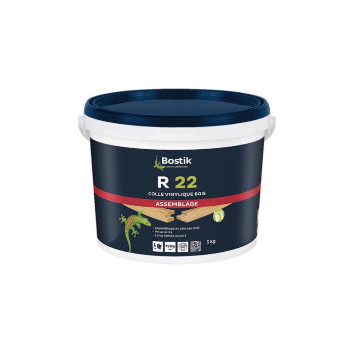 Colle à Bois - BOSTIK - R22 Spéciale D1 - Prise Lente - 5 kg - Résistance à lArrachement