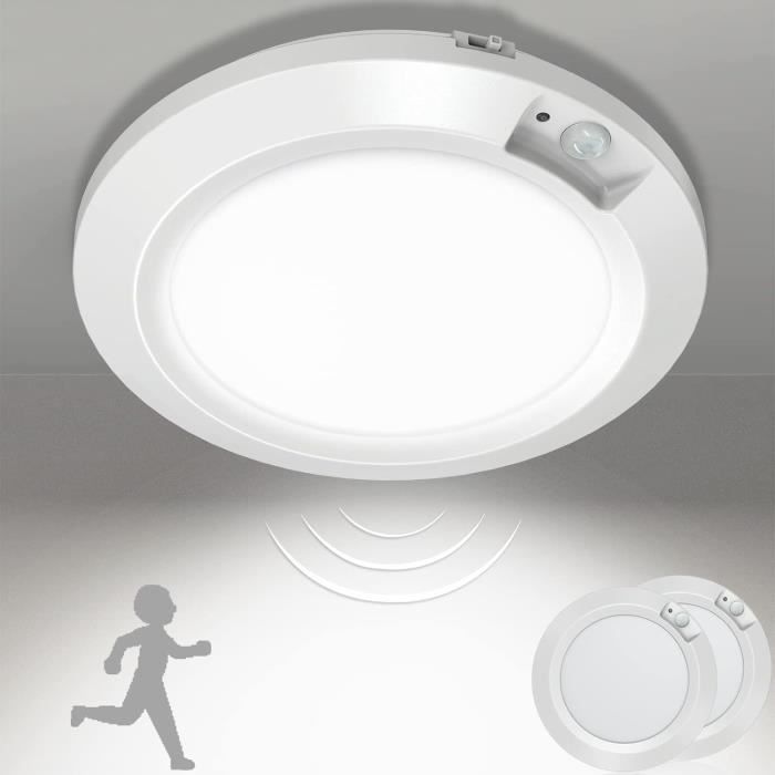 Plafonniers de salle de bain, lampe LED détecteur de mouvement - Plafonnier rond LED à piles,Plafonnier