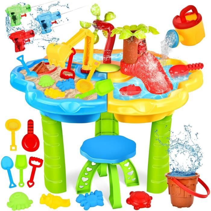 JONRRYIN – Table Sable Et Eau Pour Enfant, 33 Accessoires, Avec Chaise, Idéale été Et Jardin