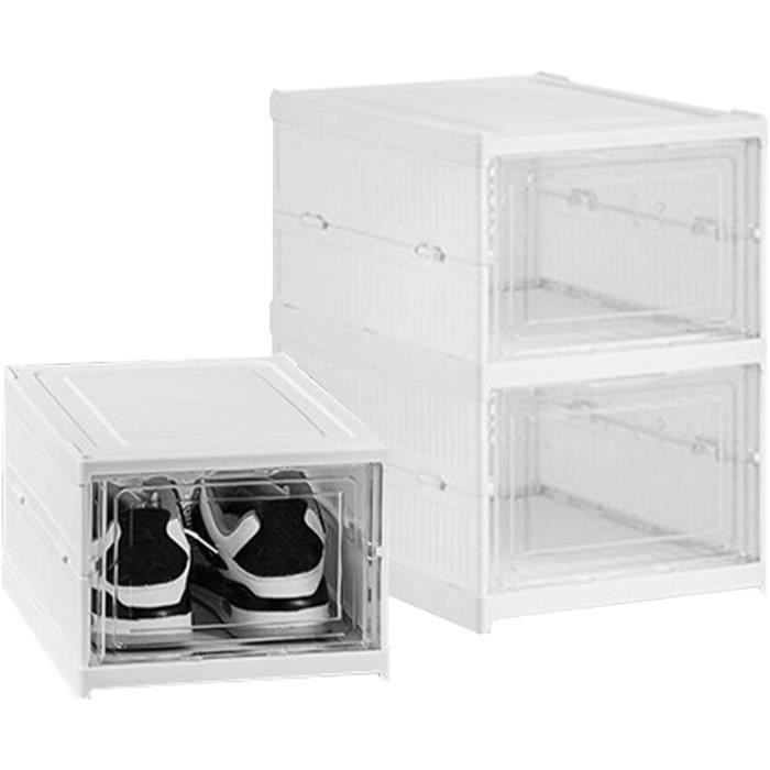 Boîte à Chaussures Transparente 34x25x18 Cm - Ouverture Latérale - Protection Poussière - Rangement Pratique