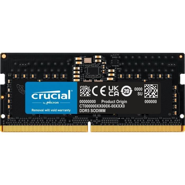 Crucial Mémoire RAM DDR5 – 64GB – 5600 MT/s – CL46 – SODIMM
