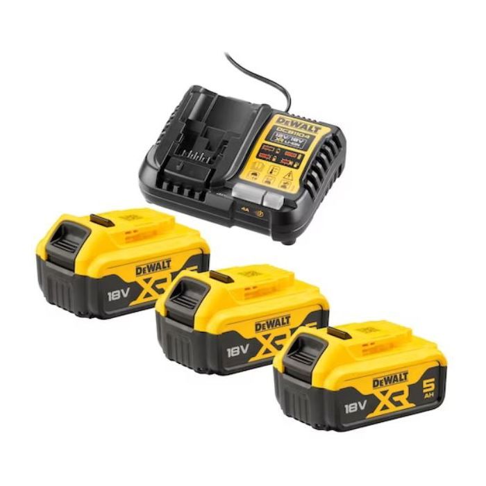 Pack 3 batteries 18V XR 5Ah + chargeur DEWALT DCB1104P3 QW - vue 2