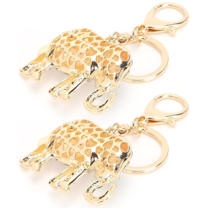 Mignon Animianl Porte-clés pour femmes Bling Elephant Key Ring pour fille  Sac à main ou pendentif de voiture, blanc