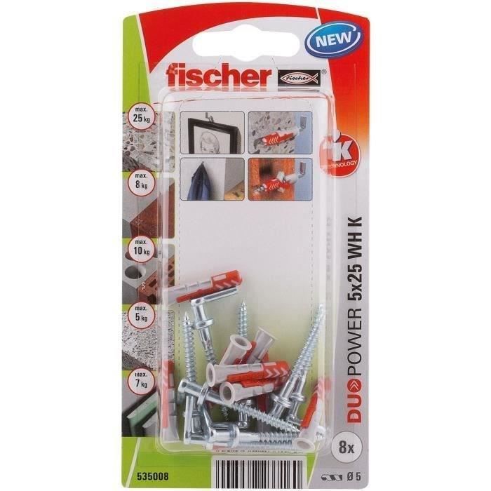 FISCHER - Blister de 8 Chevilles duopower 5x25 wh