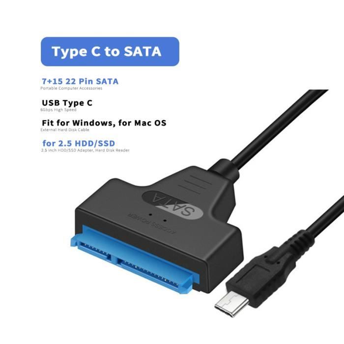 CABLE,Sata To Type C 22cm Sata Usb Cable Disque Dur Externe SSD SATA ...