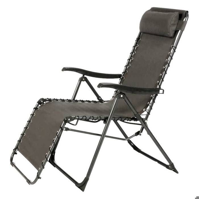 Chaise de jardin textilène - HESPERIDE - SILOS - Gris anthracite - Pliable - Facile à nettoyer