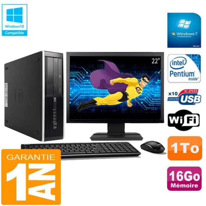 PC HP Compaq Pro 6300 SFF G630 RAM 16Go 1To Graveur DVD Wifi W7 Ecran 22 - Hewlett packard