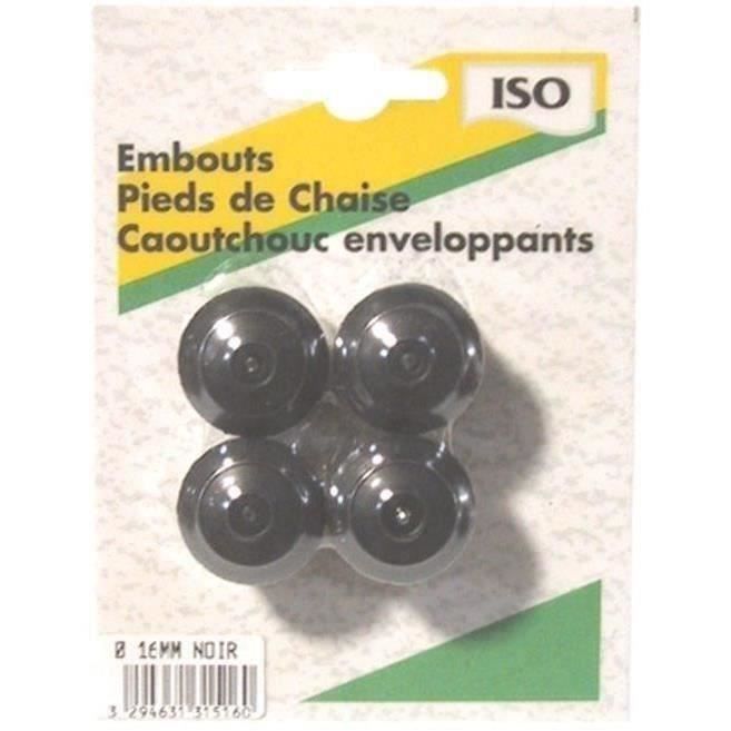 Embout patin enveloppant - noir - lot de 4 - D: 16 mm