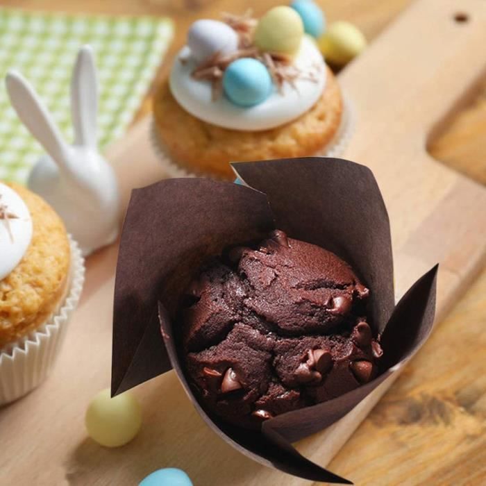 Qunkun Lot De 100 Moules à Cupcakes Tulipe Anti-Graisse - Idéal Anniversaire, Mariage, Fêtes