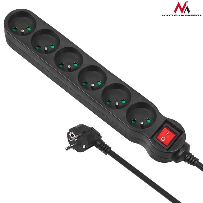 Maclean MCE188 rallonge Electrique Band Barrette d'alimentation 6 Prises (5 m)