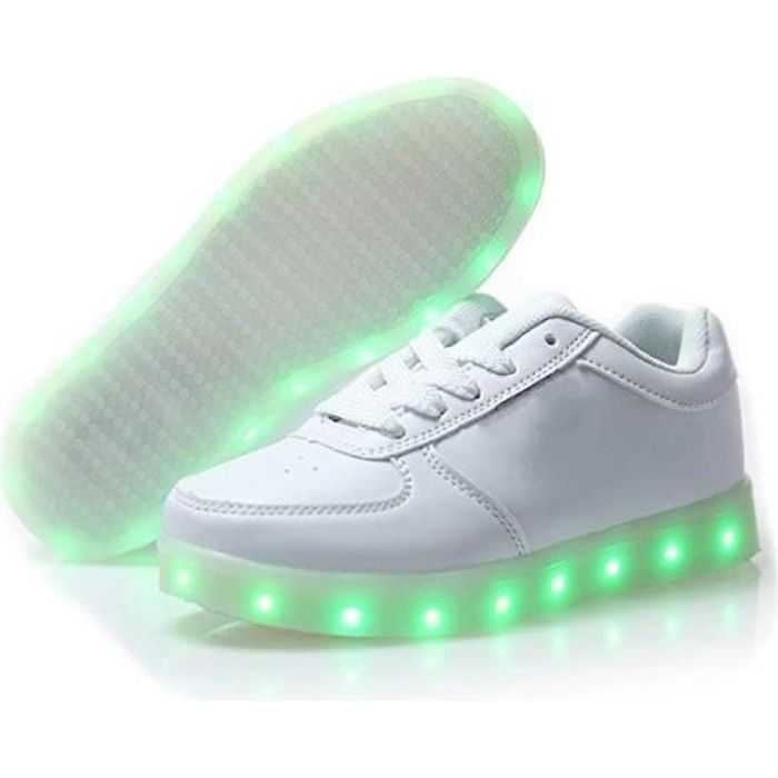 Chaussure baskets lumineuse homme femme multi-couleurs LED lumière unisex  mode - USB rechargeable - taille 38 Blanc - Cdiscount Chaussures