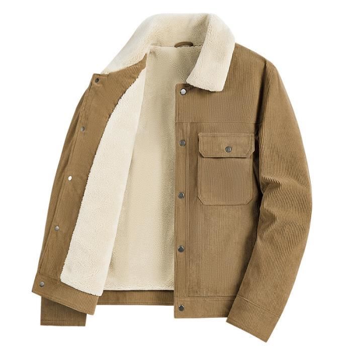 Blouson Hiver Doublé Polaire Homme en Coton Veste Cargo Chaude Epaisse  Couleur Unie Beige - Cdiscount Prêt-à-Porter