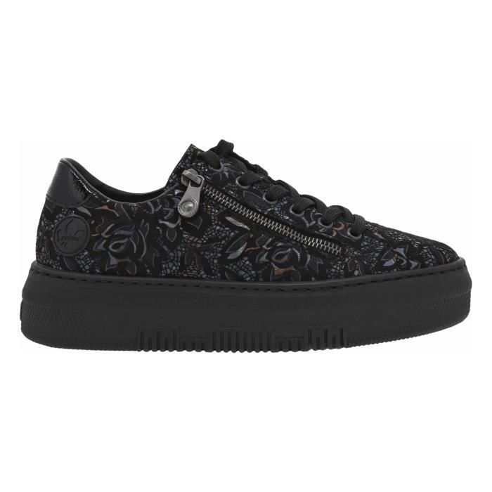 Baskets plateau cuir Rieker femme noir Lacets plats Style