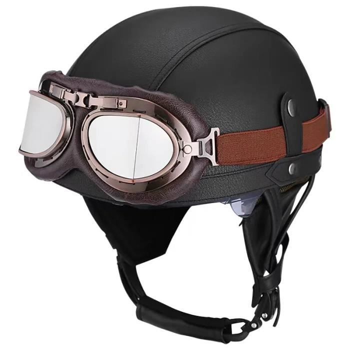 Casque De Moto Vespa, Demi-Casque De Moto Rétro 3/4 Ouvert Avec