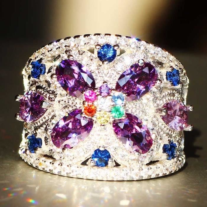 Bague Luxueux 925 Pierres Naturelles Tanzanite Et Mariage Pierre