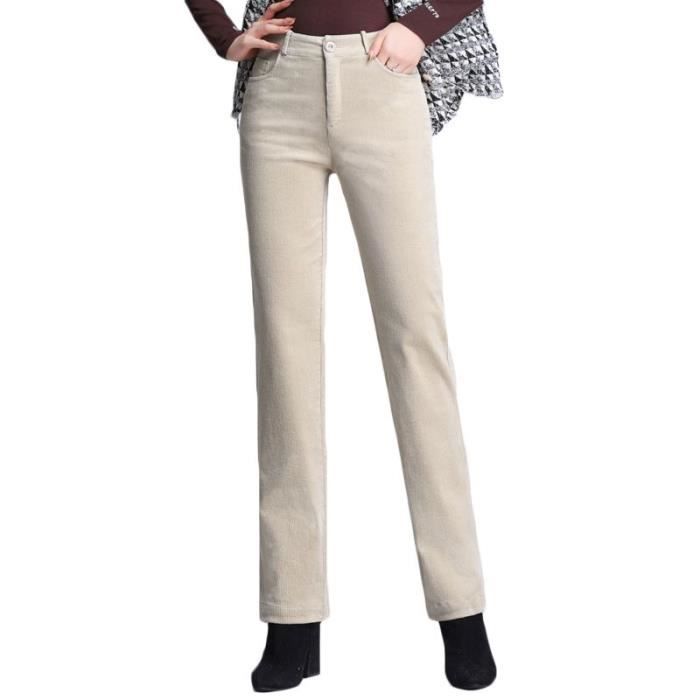 Pantalon beige velours femme Clearance
