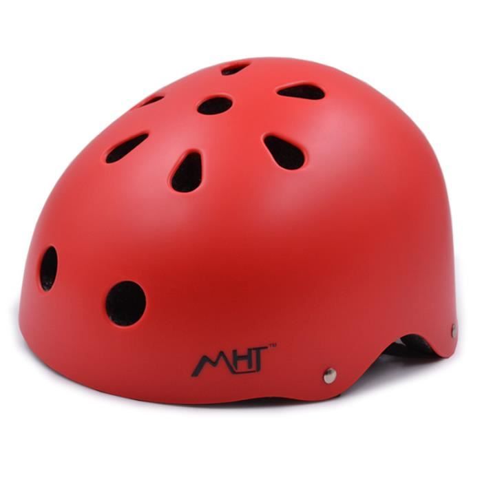 Casque BMX Leocloho Bomber Rouge Mat Enfant 11 ventilations Coque EPS haute resistance