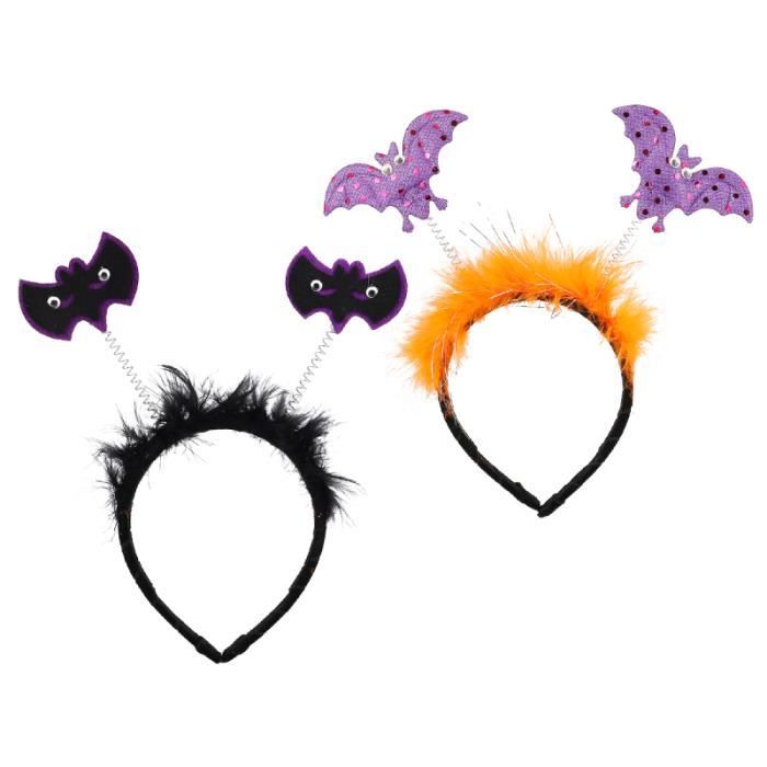 Serre-tête Chauve-souris Halloween - Lot De 2, élastique Avec Chauves-souris Mobiles - Pour Déguisement, Cosplay, Fête - Taille Universelle
