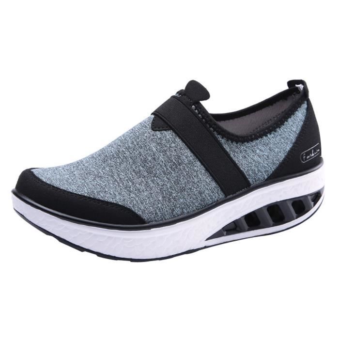 Chaussures Decontractees Pour Femmes Chaussures A Bascule A Semelles Epaisses Augmentees Baskets Compensees Bleu Clair Bleu Clair Achat Vente Basket Cdiscount