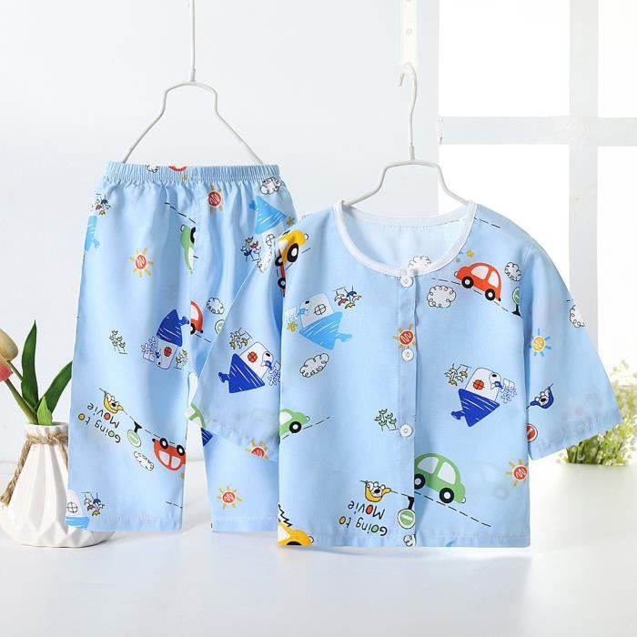 Enfant En Bas Age Enfants Bebe Garcons Filles Dessin Anime Animaux Hauts Pantalons Pyjamas Vetements De Nuit Tenues Na5806 Bleu Cdiscount Pret A Porter