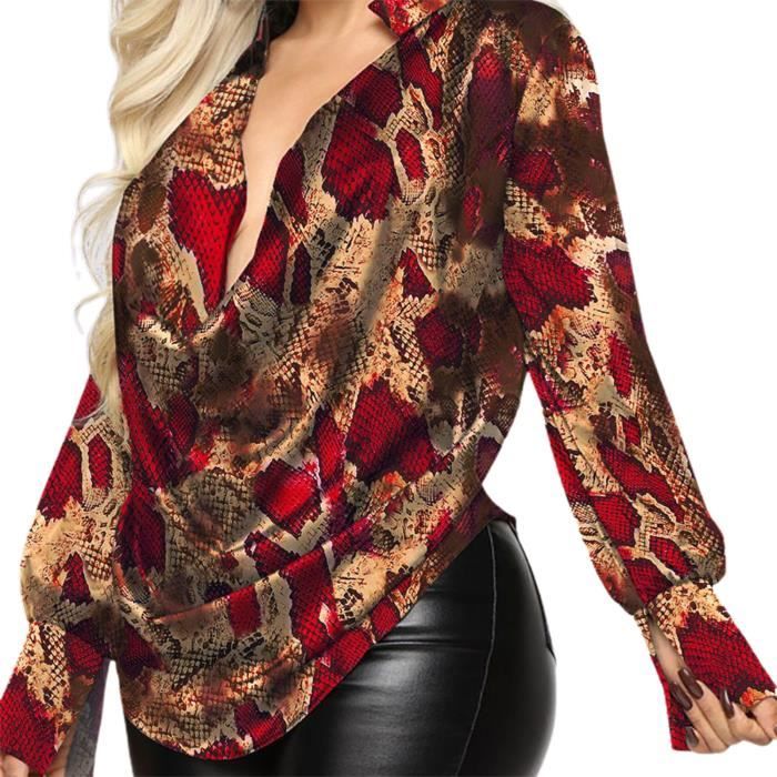 Chemise Funky Celia B Neuve Avec étiquette - Taille L, Manches Courtes, Motif Animalier Multicolore